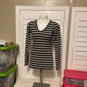 Heart Hips Black and White Striped Long Sleeve Top